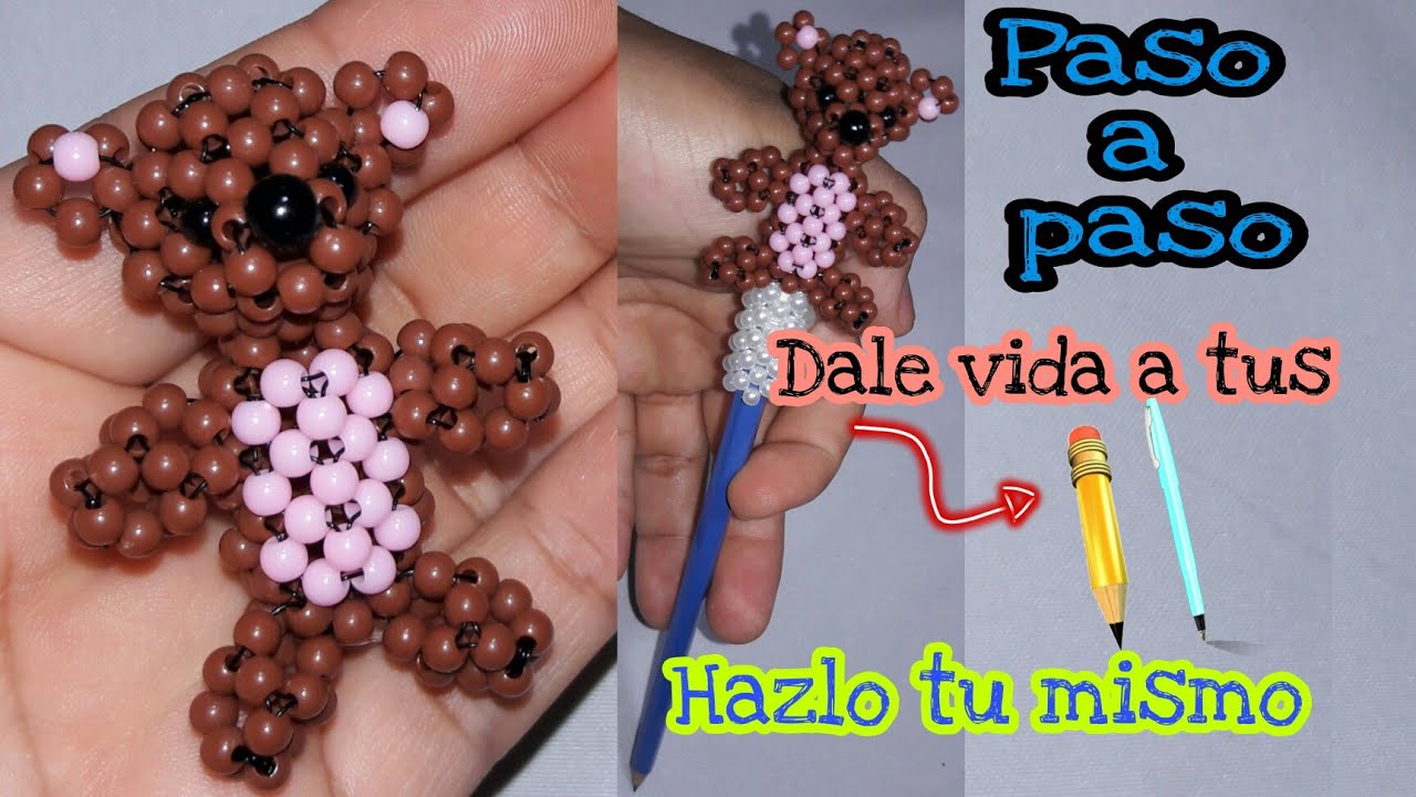 Como adornar tu lapicero con un hermoso Oso hecho con perlas o cuentas. #miçangas # bead