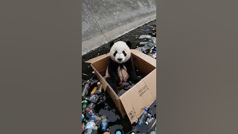 A Baby Panda in a Cardboard Box, Floating in Trash—Heartbreaking AI Scene of Urban Despair #AI #Sora