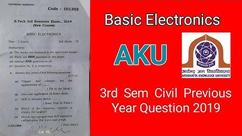 AKU B.tech Civil 3rd Semester Basic Electronics Previous Year Questions| #Basic_Electronics