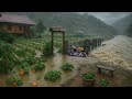 Off Grid Farm Life During Natural Disasters Harvesting Cooking Selling In Flood Heavy Rain 