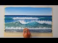 Painting a beach wave  acrylic painting time lapse demonstration