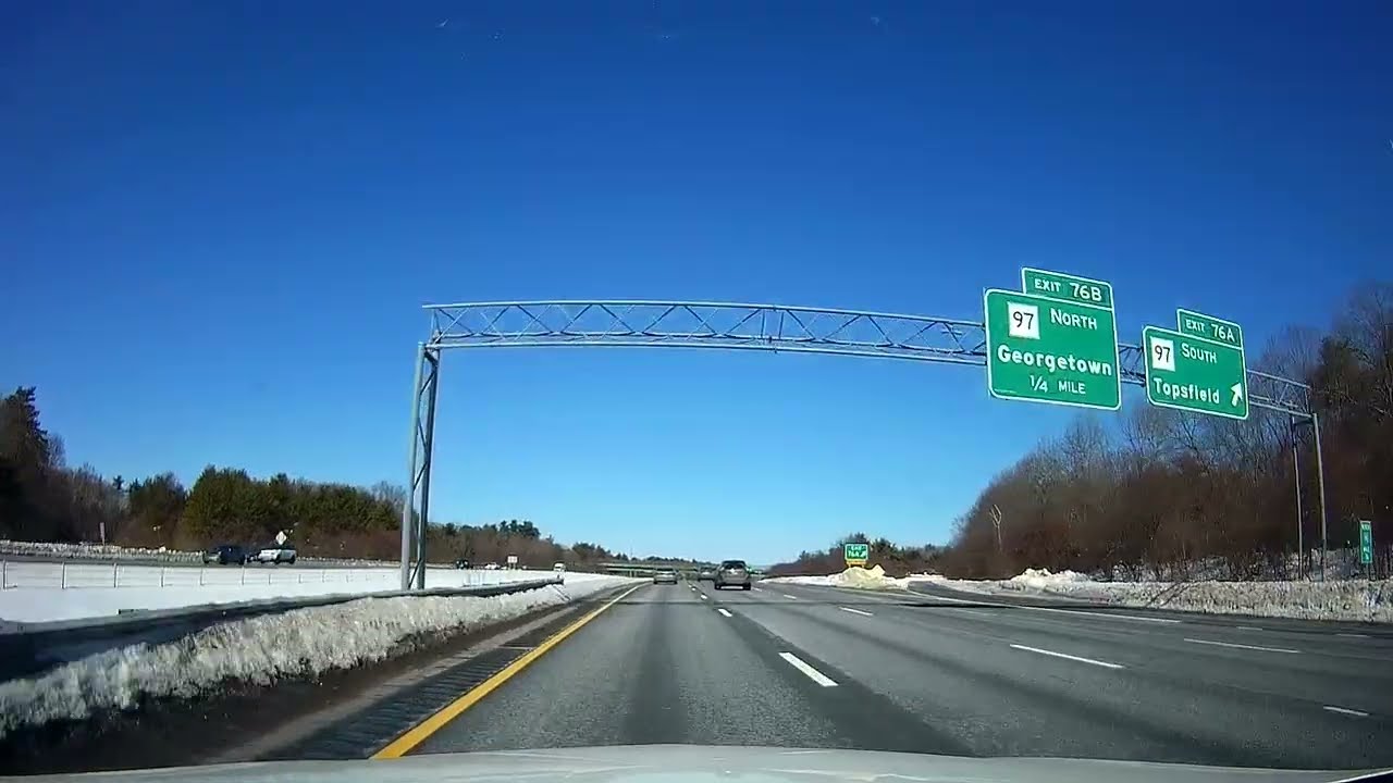 Driving along I-95 North in Massachusetts