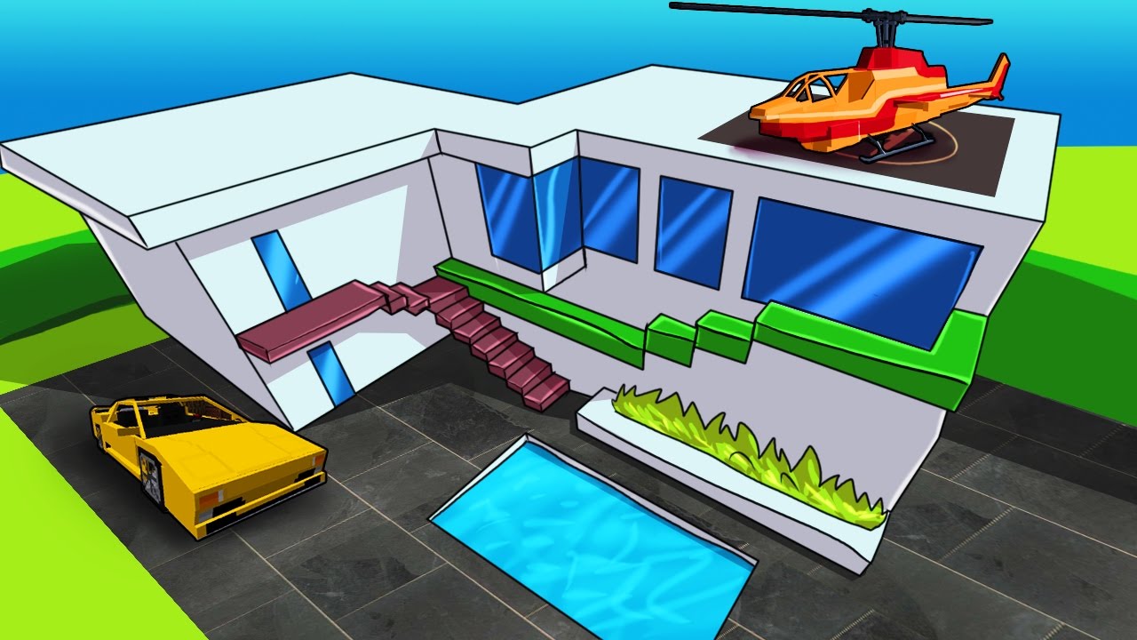 Minecraft | MODERN HOUSE - Realistic Redstone Home! (Secrets, Helicopter, Cars)