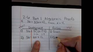 2-6 Part 1 Algebraic Proofs (10/8/25)