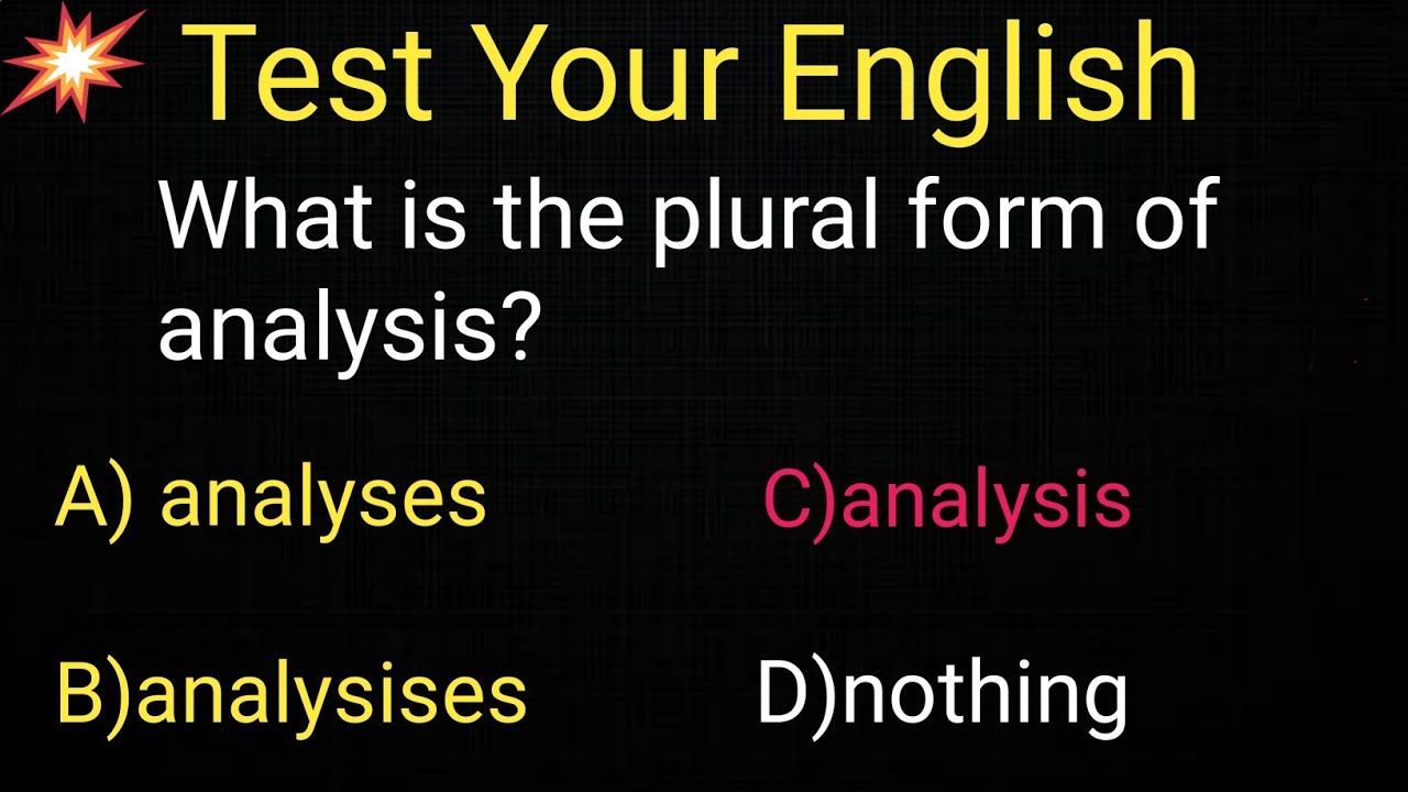 0015 1000 English Grammar Test Practice Questions Plural Of