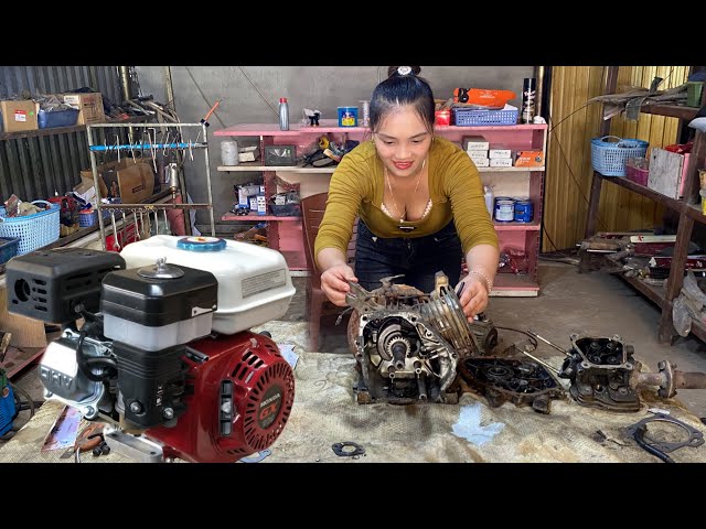 TIMELAPSE:Genius girl repairs and restores all types of engines to help people in the village class=