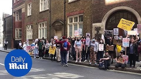 Students protest outside Department of Education in London over exam results