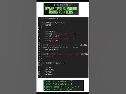 Swap of two numbers using pointer in c 💯 #shorts #viral #coding - YouTube