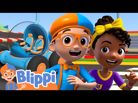Blippi and Meekah go on a Road Trip to the Race Track! 