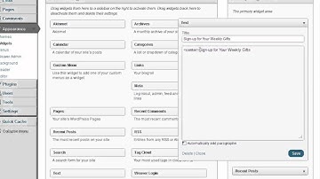 Customize Wordpress Blogs Using Text Widgets