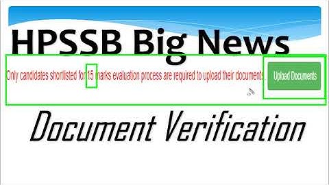 HPSSB Notification Regarding Document Verification (महत्वपूर्ण जानकारी)