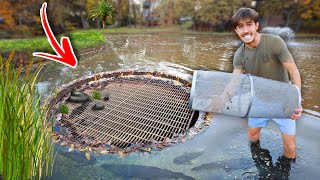 Catching fish with Trap in SEWER TUNNEL! (Dangerous)