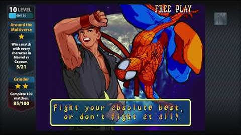 Marvel vs Capcom 1: Ryu and Spider man arcade playthrough