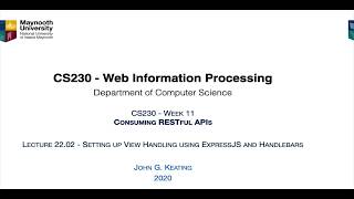 CS230 L22 02  Setting up View Handling using ExpressJS and Handlebars