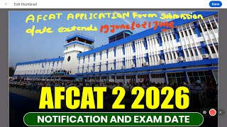AFCAT Application form submission date extended 19 June to 21 June ✈️🇮🇳