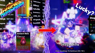 I Opened 100.000 Ancient Relics And Got Stage Diva In Anime Defenders Roblox