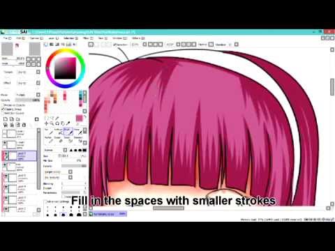 Anime Hair Shading Tutorial in PaintTool SAI - YouTube