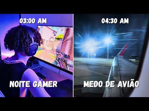 uma noite gamer e viajando de avião pela primeira vez (medo)