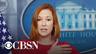 Jen Psaki, infrastructure coordinator Mitch Landrieu speak to reporters | full video screenshot 1