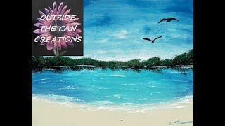 Beach scene w/ birds spray paint art ...