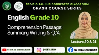 Comprehension Passage: Summary Writing &amp; Q/A | English | Grade 9 &amp;10 | Crash Course Series | FDE
