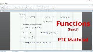 PTC Mathcad Tutorial - Functions | Part I - Custom Functions