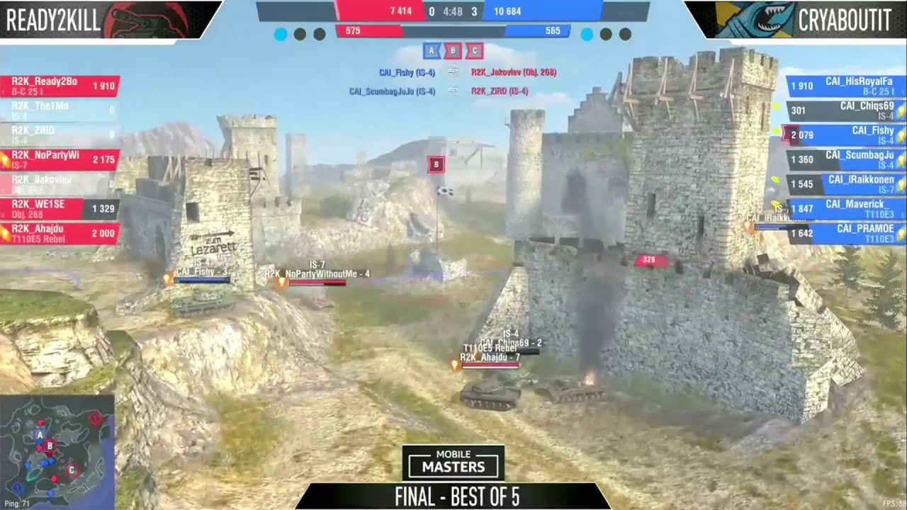 Ready2Kill Vs Cry About It гранд-финал турнира Wot Blitz Mobile Masters Карта  Морской рубеж