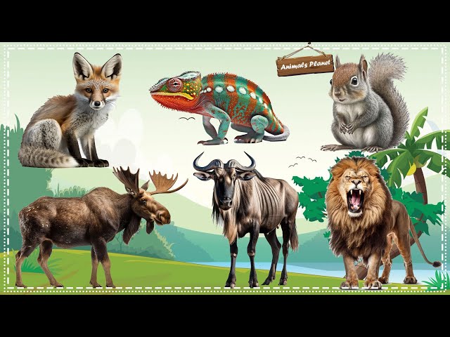 A Fun and Adorable Animal Video: Cat, Chameleon, Squirrel, Moose, Gnu, Lion class=