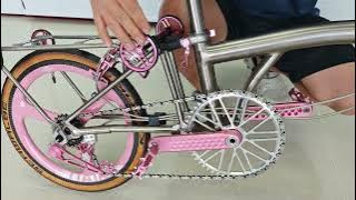 Full Titanium with Sakura pink, Trifold Bike with Union Jack Parts by JackbikeSG