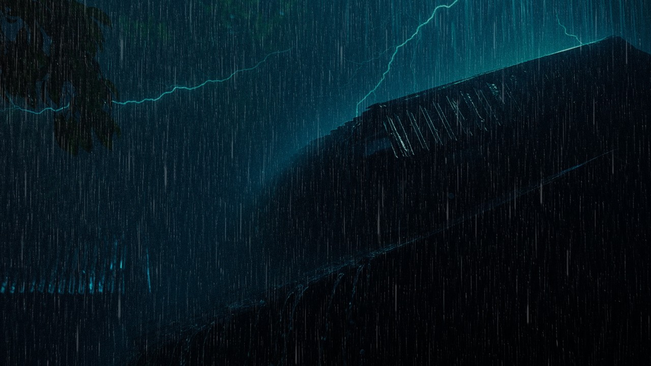 Сильный дождь с отдалённым громом на жестяной крыше | Звуки дождя для глубокого сна