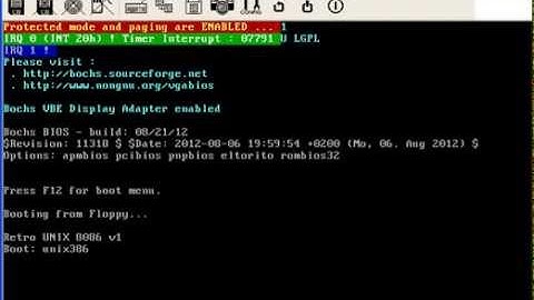 Retro UNIX 386 - Protected Mode - Timer Test (BOCHS)