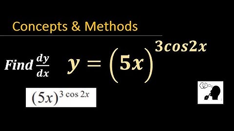 differentiate (5x)^(3cos2x)  || find (dy/dx) of  (5x)^(3cos2x)  || `(5x)^(3cos 2x)`