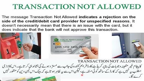 Transaction not allowed error on ATM screen Why Urdu Bank Alhabib PayPak ATM cards