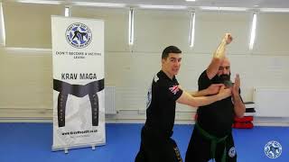 Krav Maga defence against a choke from the front with a push