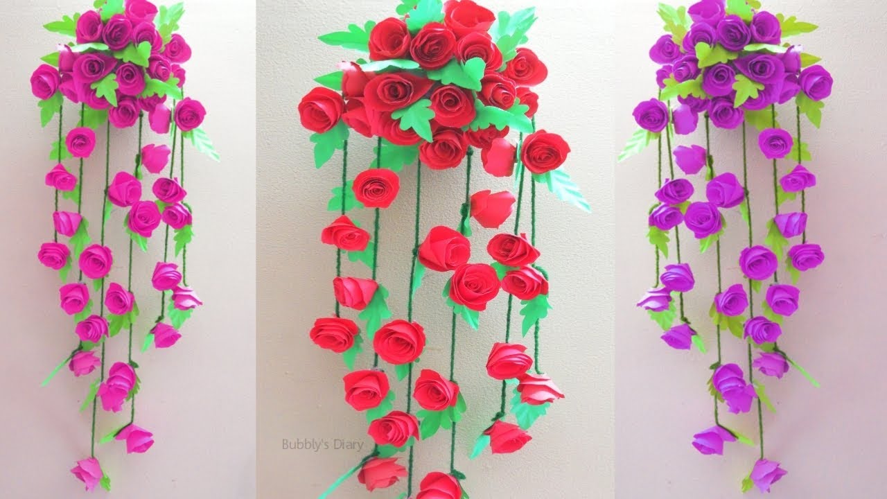 Paper Flower Wall Hanging Decoration - Home Decorating Ideas ...