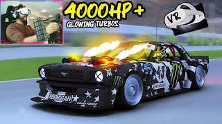 INSANE 5,000HP Hoonicorn Mustang GLOWING Turbos Drag Races Assetto Corsa Steering Wheel Gameplay VR