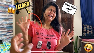 LIZARD Prank on WIFE Gone Wrong !!