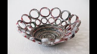 Recycled magazine bowls basket - DIY Useful Idea