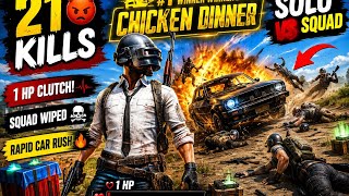21 KILLS 🥶 SOLO vs SQUAD | Low HP Clutch + Rapid Car Rush Wipeout! screenshot 2