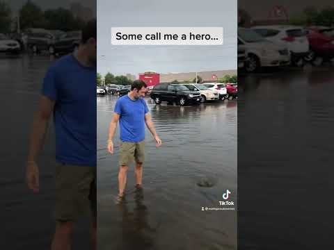 Target hero? Guy drains parking lot at local target and goes viral.