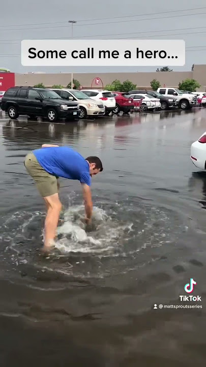 Target hero? Guy drains parking lot at local target and goes viral.