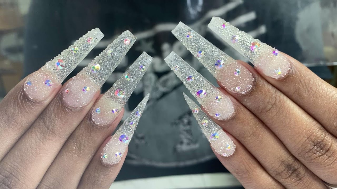 Acrylic With Crystal Pixie Nails Tutorial YouTube