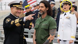 Hausmeister-Vater sieht Abschluss seines Sohns – Admiral sieht sein Tattoo und erstarrt