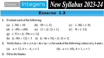 Exercise 1.3 | Chapter 1 Integers Class 7 Maths NCERT RBSE CBSE