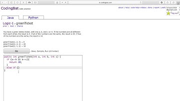 Logic 1 greenTicket Java Tutorial || codingbat com