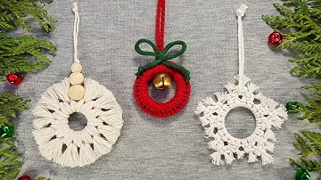 ❄DIY 3 ADORNOS de NAVIDAD en MACRAME (paso a paso) | DIY 3 Easy Macrame Christmas Ornament Tutorial