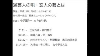 遊芸人の唄・玄人の芸とは（対談：小沢昭一×竹内勉) 平成13.1.4放送
