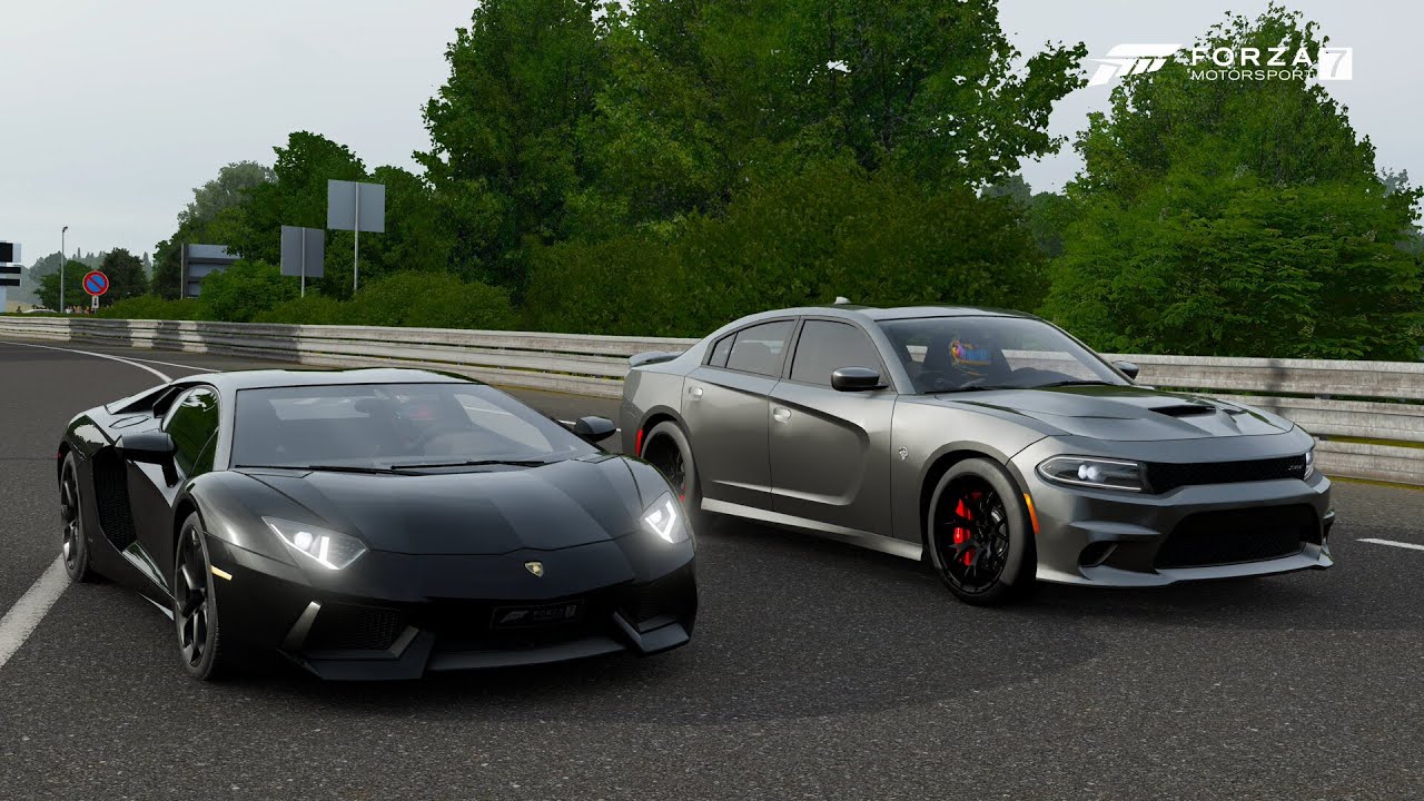 Forza 7 Drag race: Lamborghini Aventador vs Dodge Charger SRT Hellcat
