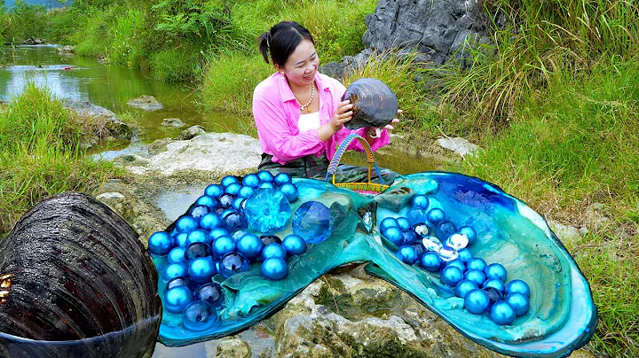 😱🎁🎁Pry open the mutated giant clam, which is pregnant with sky blue pearls, extremely beautiful