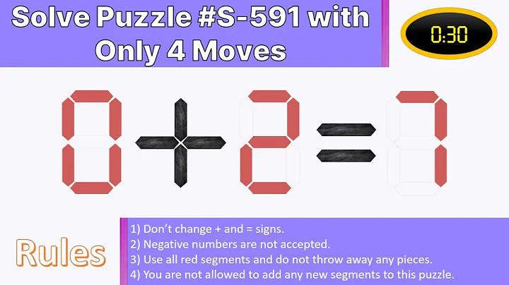 Seven Segment Puzzle no.S-591 ( 0 + 2 = 7) With solution.